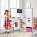 2-in-1 Double-sided Kids Kitchen and Market with Realistic Light and Sound-Pink by LJGDeals