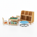 Kids Learning & Play Essentials Bundle - Bookshelf + 4-in-1 Activity Table Set + 360¬∞ Swivel Chair