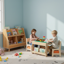 Kids Learning & Play Essentials Bundle - Bookshelf + 4-in-1 Activity Table Set + 360¬∞ Swivel Chair