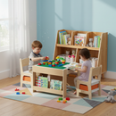 Kids Learning & Play Essentials Bundle - Bookshelf + 4-in-1 Activity Table Set + 360¬∞ Swivel Chair