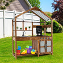 Kid's Mud Kitchen Outdoor Solid Wood Mud Kitchen with Canopy-Natural by DirectDeals