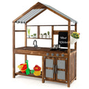 Kid's Mud Kitchen Outdoor Solid Wood Mud Kitchen with Canopy-Natural by LJGDeals