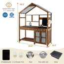 Kid's Mud Kitchen Outdoor Solid Wood Mud Kitchen with Canopy-Natural by DirectDeals