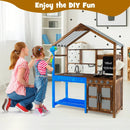 Kid's Mud Kitchen Outdoor Solid Wood Mud Kitchen with Canopy-Natural by DirectDeals