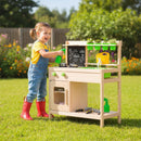 Kids Mud Kitchen Play Pretend Kitchen with Chalkboard for Kids Aged 3+ by LJGDeals