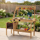 Wooden Mud Kitchen with Planter Box for Kids by LJGDeals