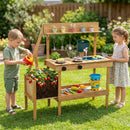 Wooden Mud Kitchen with Planter Box for Kids by LJGDeals