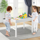3 in 1 Wooden Kids Table with Storage and Double-Sided Tabletop-White by LJGDeals