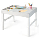 3 in 1 Wooden Kids Table with Storage and Double-Sided Tabletop-White by LJGDeals