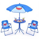 Kids Outdoor Table and Chair Set with 2 Folding Chairs and Height Adjustable Umbrella by DirectDeals