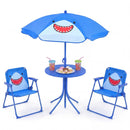 Kids Outdoor Table and Chair Set with 2 Folding Chairs and Height Adjustable Umbrella by LJGDeals