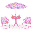 Kids Outdoor Table and Chair Set with 2 Folding Chairs and Height Adjustable Umbrella