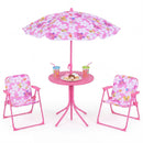 Kids Outdoor Table and Chair Set with 2 Folding Chairs and Height Adjustable Umbrella by DirectDeals