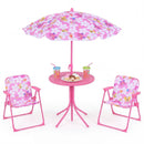 Kids Outdoor Table and Chair Set with 2 Folding Chairs and Height Adjustable Umbrella by LJGDeals