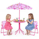 Kids Outdoor Table and Chair Set with 2 Folding Chairs and Height Adjustable Umbrella by LJGDeals