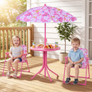 Kids Outdoor Table and Chair Set with 2 Folding Chairs and Height Adjustable Umbrella by LJGDeals