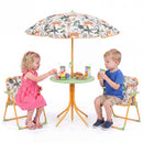 Kids Outdoor Table and Chair Set with 2 Folding Chairs and Height Adjustable Umbrella