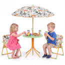 Kids Outdoor Table and Chair Set with 2 Folding Chairs and Height Adjustable Umbrella by LJGDeals