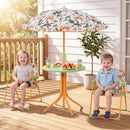 Kids Outdoor Table and Chair Set with 2 Folding Chairs and Height Adjustable Umbrella by LJGDeals
