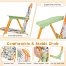Kids Outdoor Table and Chair Set with 2 Folding Chairs and Height Adjustable Umbrella by LJGDeals