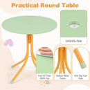 Kids Outdoor Table and Chair Set with 2 Folding Chairs and Height Adjustable Umbrella by DirectDeals
