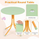 Kids Outdoor Table and Chair Set with 2 Folding Chairs and Height Adjustable Umbrella