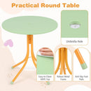Kids Outdoor Table and Chair Set with 2 Folding Chairs and Height Adjustable Umbrella by LJGDeals