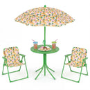 Kids Outdoor Table and Chair Set with 2 Folding Chairs and Height Adjustable Umbrella by LJGDeals