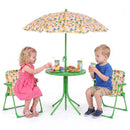 Kids Outdoor Table and Chair Set with 2 Folding Chairs and Height Adjustable Umbrella by LJGDeals