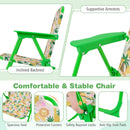 Kids Outdoor Table and Chair Set with 2 Folding Chairs and Height Adjustable Umbrella by LJGDeals