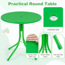 Kids Outdoor Table and Chair Set with 2 Folding Chairs and Height Adjustable Umbrella