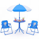Kids Outdoor Table and Chair Set with 2 Folding Chairs and Height Adjustable Umbrella by LJGDeals