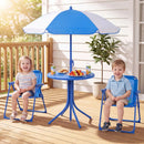 Kids Outdoor Table and Chair Set with 2 Folding Chairs and Height Adjustable Umbrella by LJGDeals