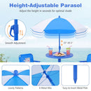 Kids Outdoor Table and Chair Set with 2 Folding Chairs and Height Adjustable Umbrella by LJGDeals