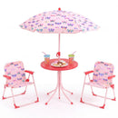 Kids Outdoor Table and Chair Set with 2 Folding Chairs and Height Adjustable Umbrella by DirectDeals