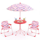 Kids Outdoor Table and Chair Set with 2 Folding Chairs and Height Adjustable Umbrella by LJGDeals