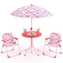 Kids Outdoor Table and Chair Set with 2 Folding Chairs and Height Adjustable Umbrella