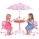 Kids Outdoor Table and Chair Set with 2 Folding Chairs and Height Adjustable Umbrella by LJGDeals