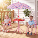 Kids Outdoor Table and Chair Set with 2 Folding Chairs and Height Adjustable Umbrella