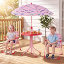 Kids Outdoor Table and Chair Set with 2 Folding Chairs and Height Adjustable Umbrella by LJGDeals