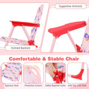 Kids Outdoor Table and Chair Set with 2 Folding Chairs and Height Adjustable Umbrella