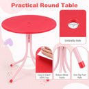 Kids Outdoor Table and Chair Set with 2 Folding Chairs and Height Adjustable Umbrella