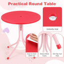 Kids Outdoor Table and Chair Set with 2 Folding Chairs and Height Adjustable Umbrella by LJGDeals