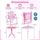 Kids Outdoor Table and Chair Set with 2 Folding Chairs and Height Adjustable Umbrella by LJGDeals