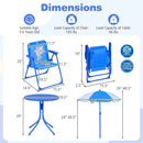 Kids Outdoor Table and Chair Set with 2 Folding Chairs and Height Adjustable Umbrella by LJGDeals