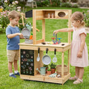 Wooden Mud Kitchen Playset with Stove and Chalkboard by LJGDeals