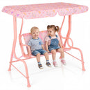 Kids Patio Swing 2-Seater Outdoor Porch Swing Lounge Chair with Adjustable Canopy