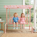 Kids Patio Swing 2-Seater Outdoor Porch Swing Lounge Chair with Adjustable Canopy by LJGDeals