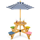 Kids Picnic Table with Stools and Foldable Adjustable Umbrella for Backyard and Patio by DirectDeals