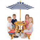 Kids Picnic Table with Stools and Foldable Adjustable Umbrella for Backyard and Patio